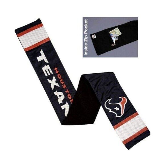 NFL Houston Texans Fleece-Lined Jersey Scarf With Hidden Zip Pocket - Picture 1 of 4